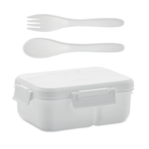 Lunch box ze sztućcami z PP biały (MO6646-06)