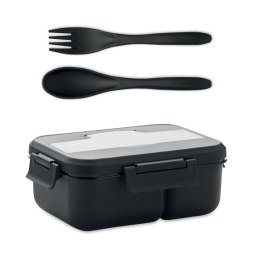 Lunch box ze sztućcami z PP czarny (MO6646-03)