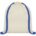 Plecak Oregon ściągany sznurkiem z kolorowymi sznureczkami, wykonany z bawełny o gramaturze 100 g/m² natural, błękit królewski (