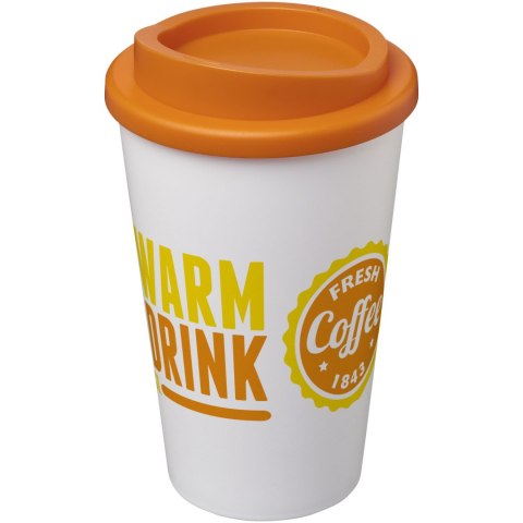 Kubek termiczny z serii Americano® o pojemności 350 ml biały, pomarańczowy (21000112) Kubek termiczny z serii Americano® o pojemności 350 ml biały, pomarańczowy (21000112)