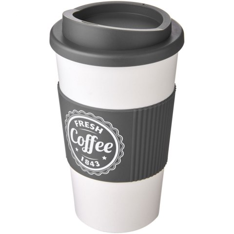 Kubek termiczny z serii Americano® o pojemności 350 ml z uchwytem biały, szary (21000232) Kubek termiczny z serii Americano® o pojemności 350 ml z uchwytem biały, szary (21000232)