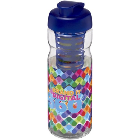 Bidon H2O Base® z wieczkiem na zacisk o pojemności 650 ml zmożliwością przyrządzania wody smakowej przezroczysty, niebieski (210 Bidon H2O Base® z wieczkiem na zacisk o pojemności 650 ml zmożliwością przyrządzania wody smakowej przezroczysty, niebieski (210