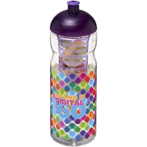 Bidon H2O Base® z wypukłym wieczkiem o pojemności 650 ml z możliwością przyrządzania wody smakowej przezroczysty, fioletowy (210 Bidon H2O Base® z wypukłym wieczkiem o pojemności 650 ml z możliwością przyrządzania wody smakowej przezroczysty, fioletowy (210