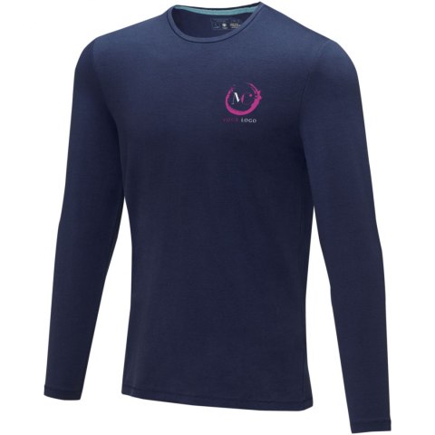 Męski T-shirt organiczny Ponoka z długim rękawem granatowy (38018491) Męski T-shirt organiczny Ponoka z długim rękawem granatowy (38018491)