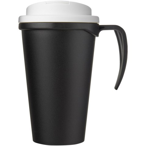 Americano® Grande 350 ml mug with spill-proof lid czarny, biały (21042101) Americano® Grande 350 ml mug with spill-proof lid czarny, biały (21042101)