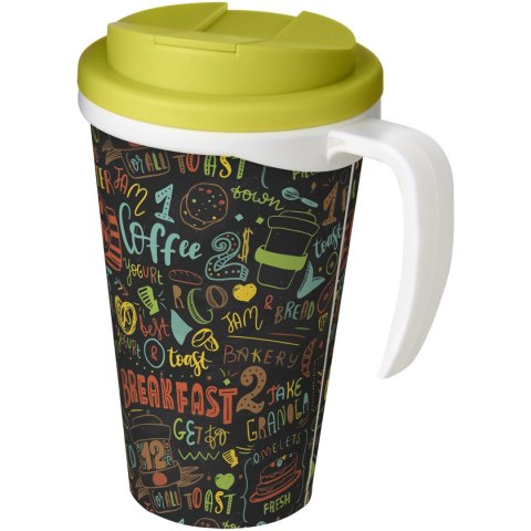 Brite-Americano® Grande 350 ml mug with spill-proof lid biały, limonka (21042009) Brite-Americano® Grande 350 ml mug with spill-proof lid biały, limonka (21042009)