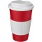 Americano® 350 ml tumbler with grip & spill-proof lid czerwony, biały (21069615)