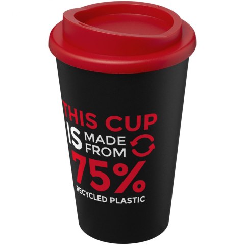 Kubek Americano Eco z recyklingu o pojemności 350 ml czarny, czerwony (21042203) Kubek Americano Eco z recyklingu o pojemności 350 ml czarny, czerwony (21042203)