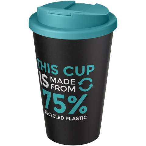 Kubek Americano® Eco z recyklingu o pojemności 350 ml z pokrywą odporną na zalanie błękitny, czarny (21042551) Kubek Americano® Eco z recyklingu o pojemności 350 ml z pokrywą odporną na zalanie błękitny, czarny (21042551)