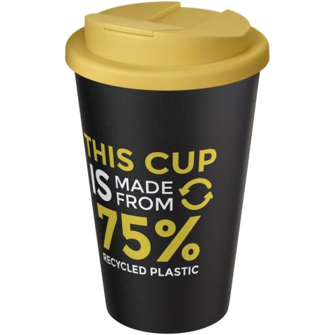 Kubek Americano® Eco z recyklingu o pojemności 350 ml z pokrywą odporną na zalanie żółty, czarny (21042511) Kubek Americano® Eco z recyklingu o pojemności 350 ml z pokrywą odporną na zalanie żółty, czarny (21042511)