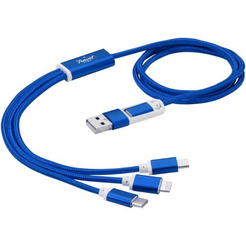 Kabel do ładowania 5 w 1 z podwójnym wejściem Versatile błękit królewski (12418053) Kabel do ładowania 5 w 1 z podwójnym wejściem Versatile błękit królewski (12418053)