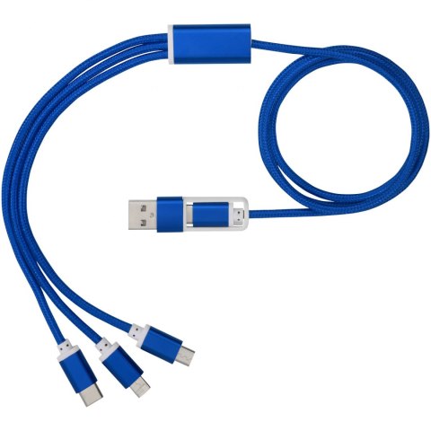 Kabel do ładowania 5 w 1 z podwójnym wejściem Versatile błękit królewski (12418053) Kabel do ładowania 5 w 1 z podwójnym wejściem Versatile błękit królewski (12418053)