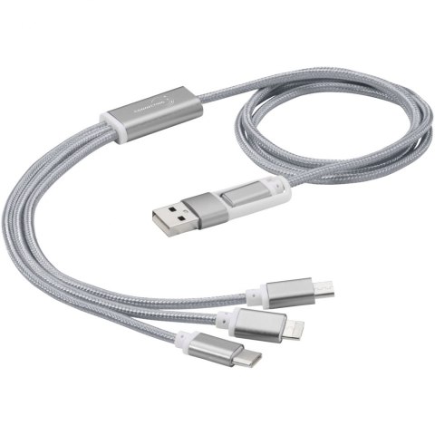 Kabel do ładowania 5 w 1 z podwójnym wejściem Versatile srebrny (12418081) Kabel do ładowania 5 w 1 z podwójnym wejściem Versatile srebrny (12418081)
