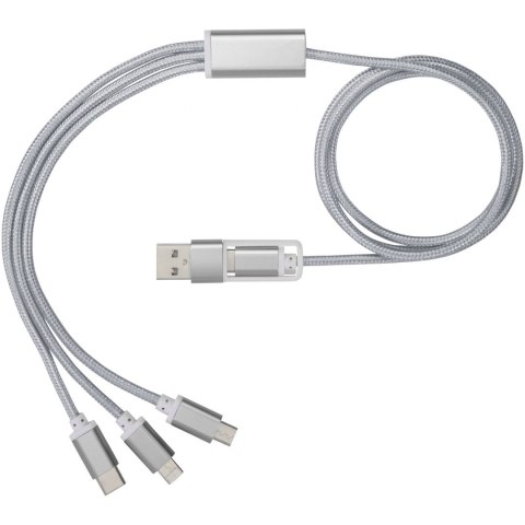 Kabel do ładowania 5 w 1 z podwójnym wejściem Versatile srebrny (12418081) Kabel do ładowania 5 w 1 z podwójnym wejściem Versatile srebrny (12418081)