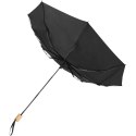 Składany wiatroodporny parasol 51 cm z PET z recyklingu Birgit czarny (10914590)