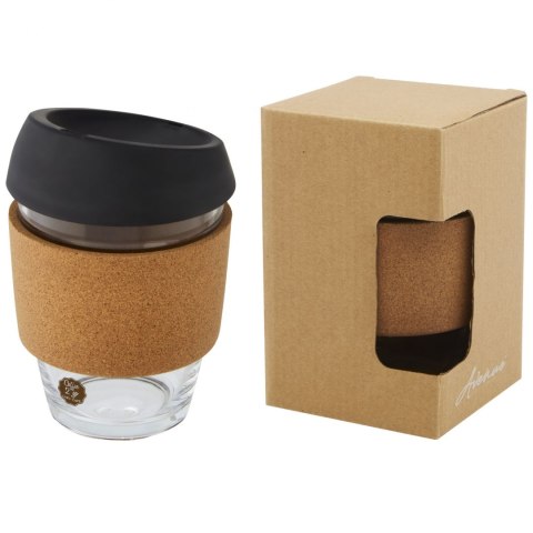 Lidan Szklany kubek o pojemności 360 ml z korkowym uchwytem i silikonową pokrywką czarny (10066590) Lidan Szklany kubek o pojemności 360 ml z korkowym uchwytem i silikonową pokrywką czarny (10066590)