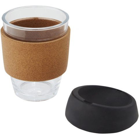 Lidan Szklany kubek o pojemności 360 ml z korkowym uchwytem i silikonową pokrywką czarny (10066590) Lidan Szklany kubek o pojemności 360 ml z korkowym uchwytem i silikonową pokrywką czarny (10066590)
