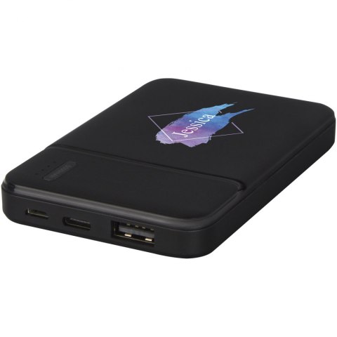 Powerbank o pojemności 5000 mAh z tworzywa sztucznego pochodzącego z recyklingu Loop czarny (12420290) Powerbank o pojemności 5000 mAh z tworzywa sztucznego pochodzącego z recyklingu Loop czarny (12420290)
