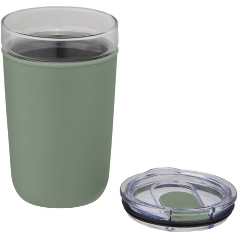 Szklany kubek Bello o pojemności 420 ml z zewnętrzną ścianką z plastiku z recyklingu zielony melanż (10067562) Szklany kubek Bello o pojemności 420 ml z zewnętrzną ścianką z plastiku z recyklingu zielony melanż (10067562)