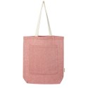 Pheebs torba na zakupy o pojemności 9 l z bawełny z recyklingu o gramaturze 150 g/m² i z przednią kieszenią czerwony melanż (120