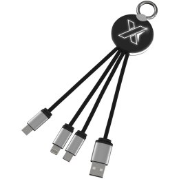 Kabel z podświetlonym logo 3w1 z brelokiem - SCX.design C16 czarny, biały (2PX00290)