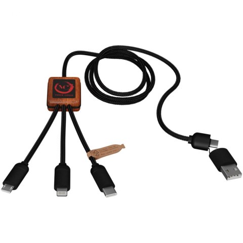 SCX.design C38 kabel do ładowania z podświetlanym logo 5-w-1 rPET i z kwadratową drewnianą obudową czerwony, drewno (2PX07221) SCX.design C38 kabel do ładowania z podświetlanym logo 5-w-1 rPET i z kwadratową drewnianą obudową czerwony, drewno (2PX07221)