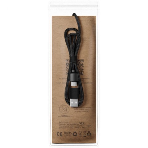 SCX.design C38 kabel do ładowania z podświetlanym logo 5-w-1 rPET i z kwadratową drewnianą obudową czerwony, drewno (2PX07221) SCX.design C38 kabel do ładowania z podświetlanym logo 5-w-1 rPET i z kwadratową drewnianą obudową czerwony, drewno (2PX07221)