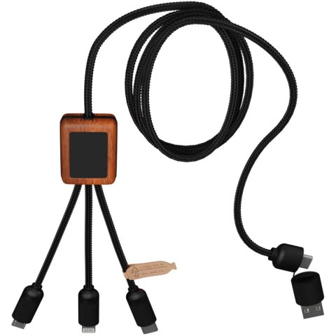 SCX.design C38 kabel do ładowania z podświetlanym logo 5-w-1 rPET i z kwadratową drewnianą obudową czerwony, drewno (2PX07221) SCX.design C38 kabel do ładowania z podświetlanym logo 5-w-1 rPET i z kwadratową drewnianą obudową czerwony, drewno (2PX07221)