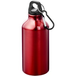 Oregon butelka na wodę z karabińczykiem wykonana z aluminium z recyklingu z certyfikatem RCS o pojemności 400 ml czerwony (10073