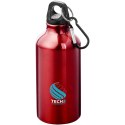 Oregon butelka na wodę z karabińczykiem wykonana z aluminium z recyklingu z certyfikatem RCS o pojemności 400 ml czerwony (10073