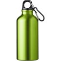 Oregon butelka na wodę z karabińczykiem wykonana z aluminium z recyklingu z certyfikatem RCS o pojemności 400 ml zielone jabłusz