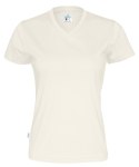 T-SHIRT V-NECK LADY - L (OFF-WHITE)