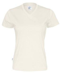 T-SHIRT V-NECK LADY - L (OFF-WHITE)