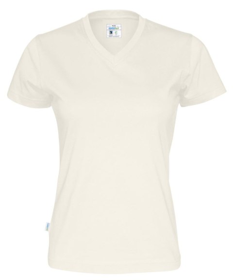 T-SHIRT V-NECK LADY - L (OFF-WHITE)