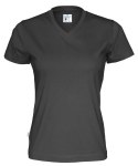 T-SHIRT V-NECK LADY - L (BLACK)