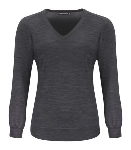 MERINO V-NECK WOMAN - M (DARK GREY MELANGE)