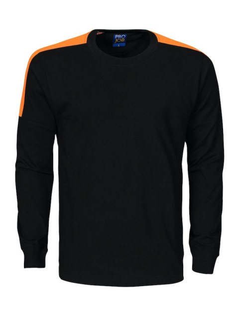 2020 T-SHIRT LONG SLEEVE Z ODBLASKAMI NA RAMIONACH - 4XL (BLACK/ORANGE)