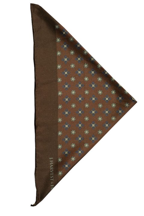 HANDKERCHIEF SILK FLORAL - ONE SIZE (BROWN)