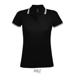 PASADENA damskie polo 200g Negro/Blanco M (S00578-BC-M)