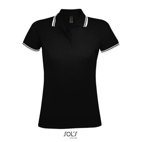 PASADENA damskie polo 200g Negro/Blanco M (S00578-BC-M)