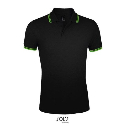 PASADENA męskie polo 200g Czarny/Limonka XXL (S00577-BN-XXL)