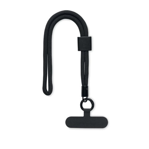 Smycz krótka do telefonu RPET czarny (MO2668-03)