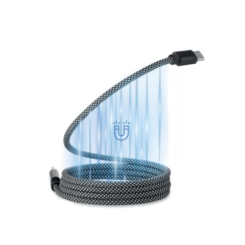 Pleciony kabel magnetycznyRPET biały/czarny (MO2778-33)
